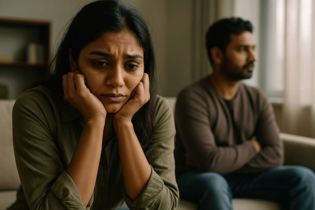 Couple having an arguement because one partner is irresponsible with money