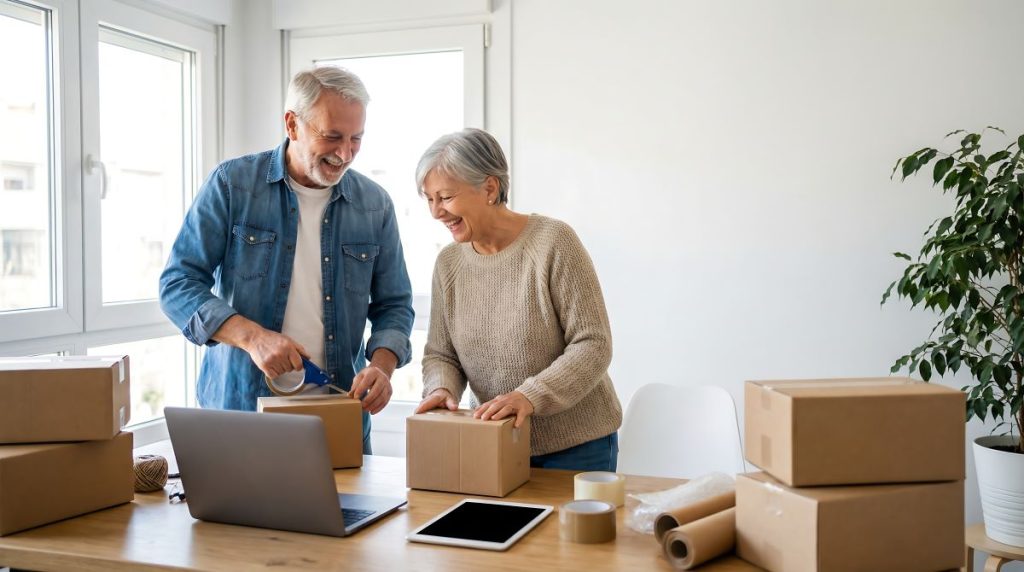 Retired couple downsizing their home